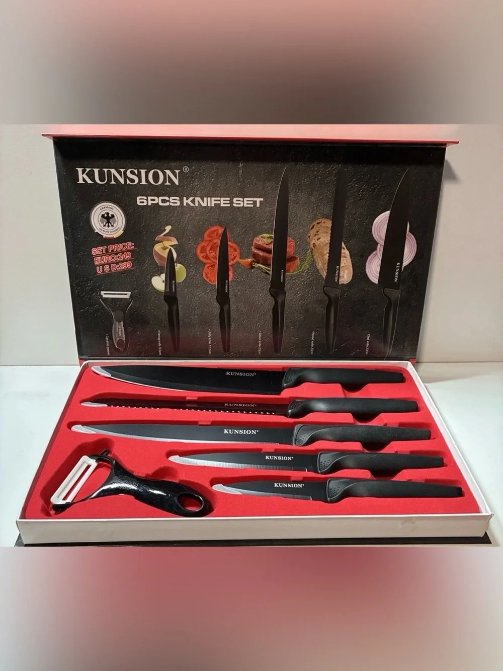 Kunsion 6-Piece Non-Stick Marble Coated Kitchen Knife Set (KS-029)